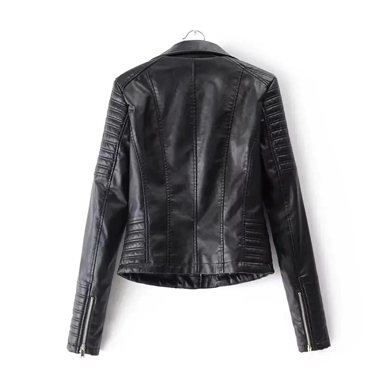 2019 Women's Slim Fit PU Leather Biker Jacket