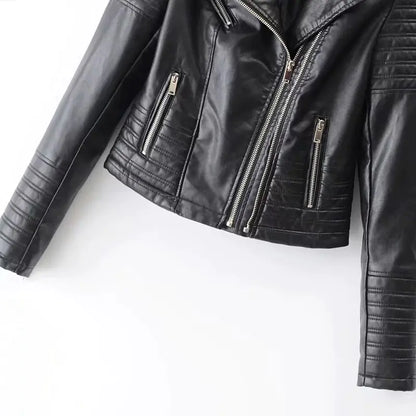 2019 Women's Slim Fit PU Leather Biker Jacket
