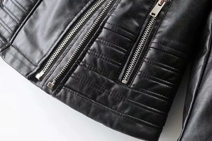 2019 Women's Slim Fit PU Leather Biker Jacket