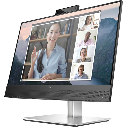 HP E24mv G4 23.8" Full HD LCD Monitor 16:9 IPS Anti Reflective 1920 x 1080 HDMI - VGA - DisplayPort USB Hub Webcam Video - Audio Black - Silver (Renewed)