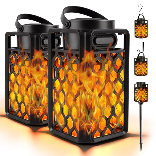 Outdoor Bluetooth Speakers Led Flame Torch Lantern Waterproof Wireless Speaker with Wall Mount/Stake/Hook Camping Patio Accessories 10W Stereo Sound BT5.0 Cool Gadgets for Porch Garden Party