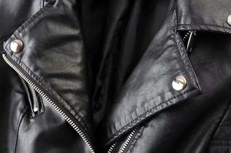 2019 Women's Slim Fit PU Leather Biker Jacket