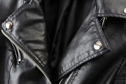 2019 Women's Slim Fit PU Leather Biker Jacket