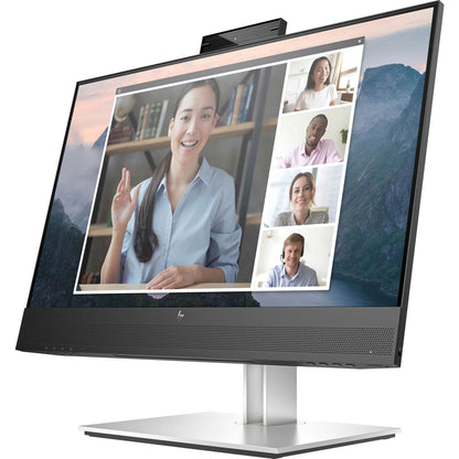 HP E24mv G4 23.8" Full HD LCD Monitor 16:9 IPS Anti Reflective 1920 x 1080 HDMI - VGA - DisplayPort USB Hub Webcam Video - Audio Black - Silver (Renewed)